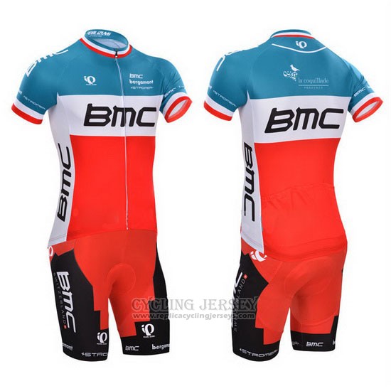 2014 Cycling Jersey BMC Champion Italy Blue and Orange Short Sleeve and Bib Short